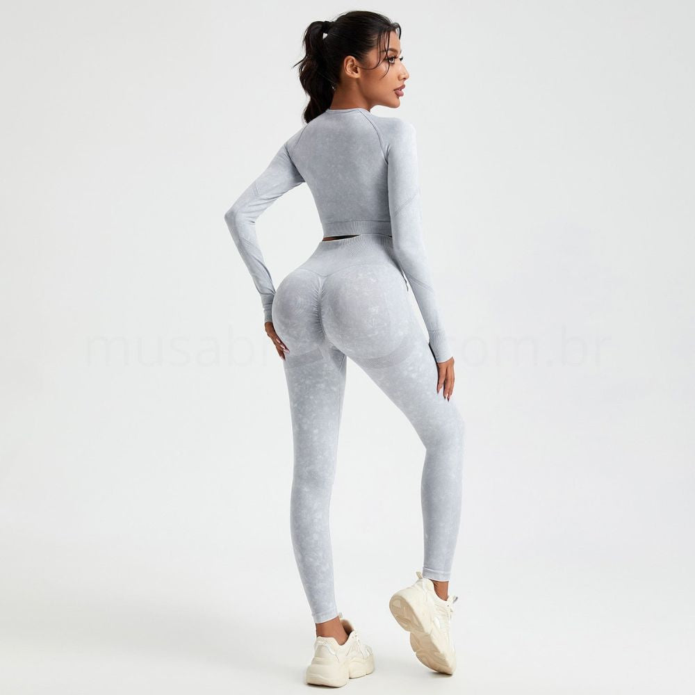 Conjunto Academia Sem Costura Manga Longa