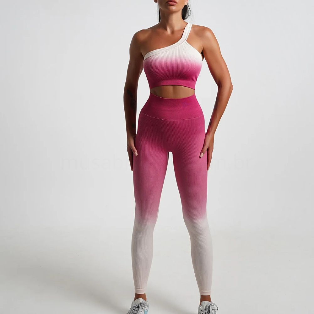 Conjunto Academia Sem Costura Alça Única - Gradient