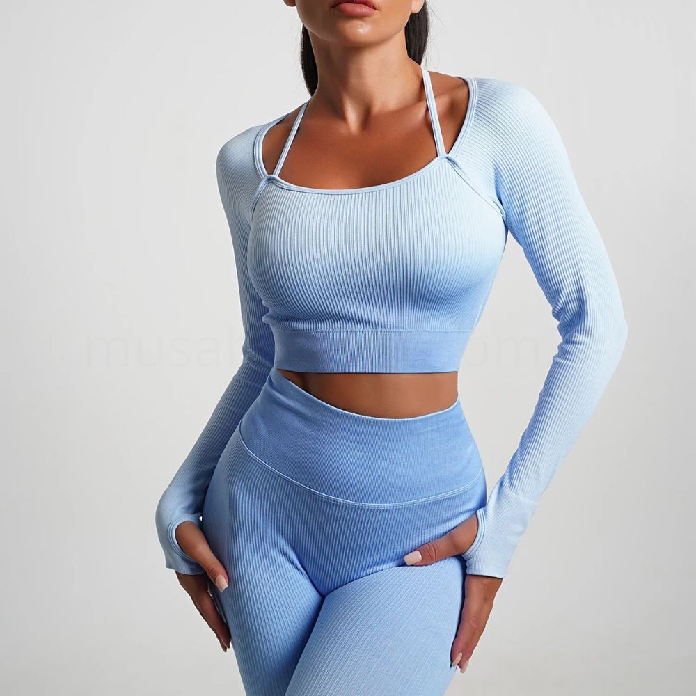 Conjunto Academia Sem Costura Manga Longa - Gradient
