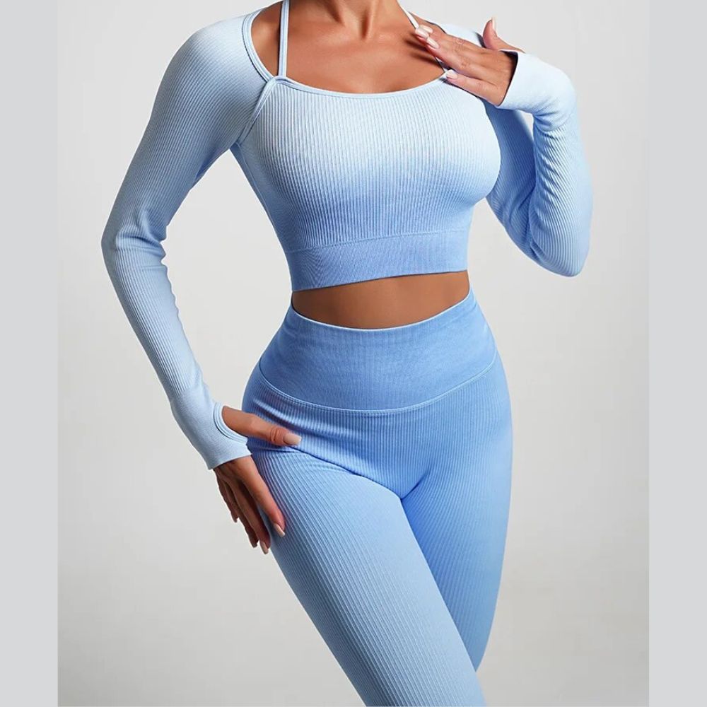 Conjunto Academia Sem Costura Manga Longa - Gradient
