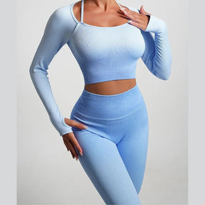 Conjunto Academia Sem Costura Manga Longa - Gradient