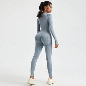 Conjunto Academia Sem Costura Manga Longa