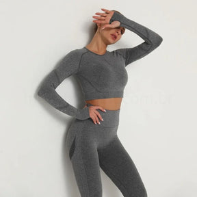 Conjunto Academia Sem Costura Manga Longa