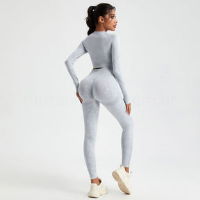 Conjunto Academia Sem Costura Manga Longa
