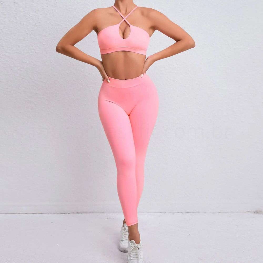 Conjunto Academia Sem Costura Top Cruzado