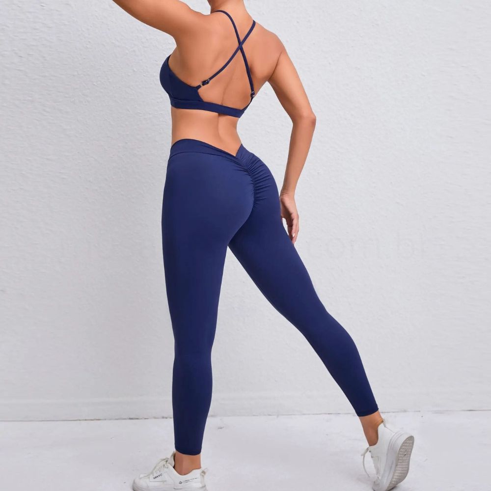 Conjunto Academia Sem Costura Top Cruzado