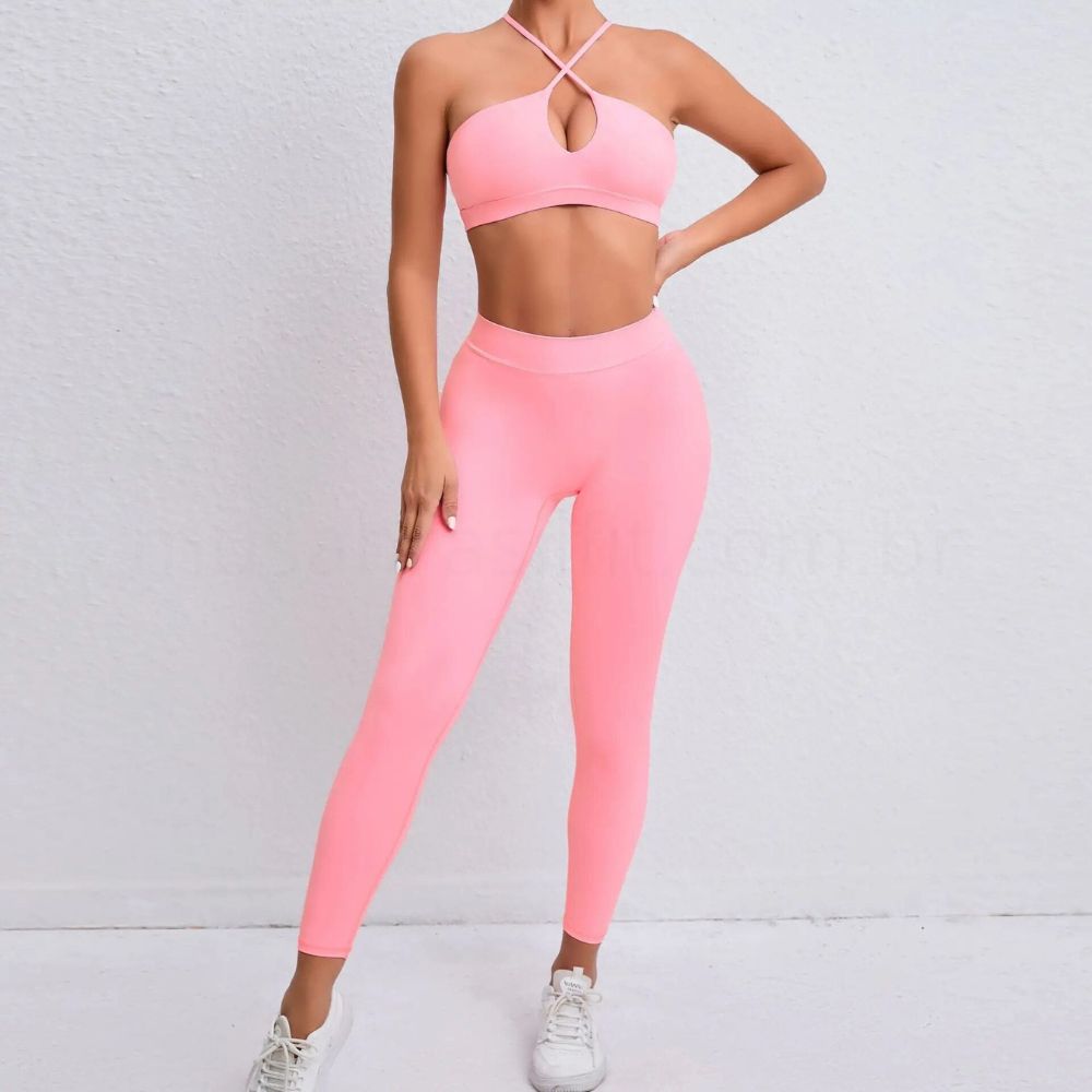 Conjunto Academia Sem Costura Top Cruzado