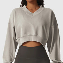 Cropped Feminino Blusão Manga Longa