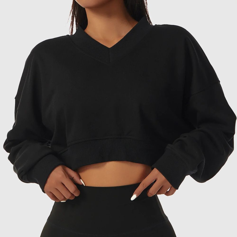 Cropped Feminino Blusão Manga Longa