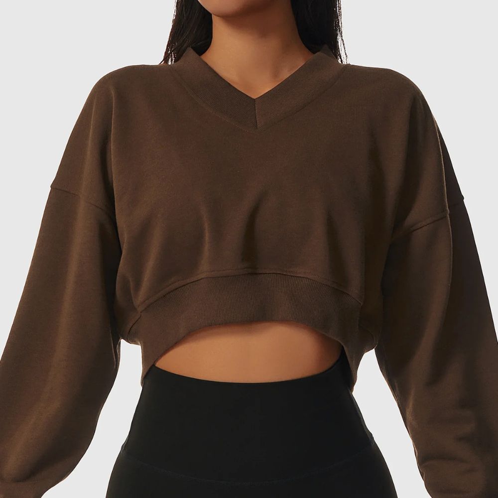Cropped Feminino Blusão Manga Longa