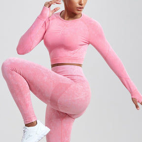 Cropped Feminino Sem Costura Manga Longa - Nuvem