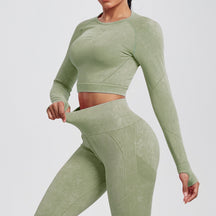 Cropped Feminino Sem Costura Manga Longa - Nuvem